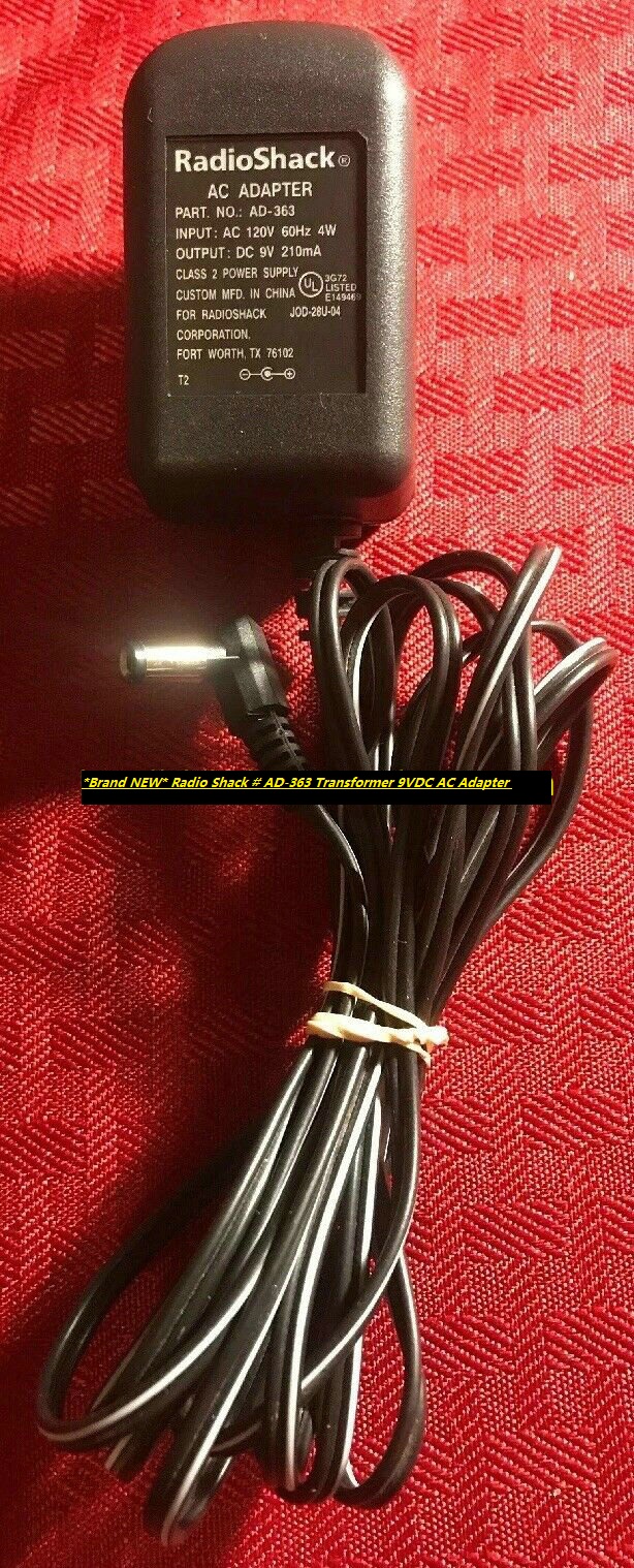 *Brand NEW* Radio Shack # AD-363 Transformer 9VDC AC Adapter Power Supply